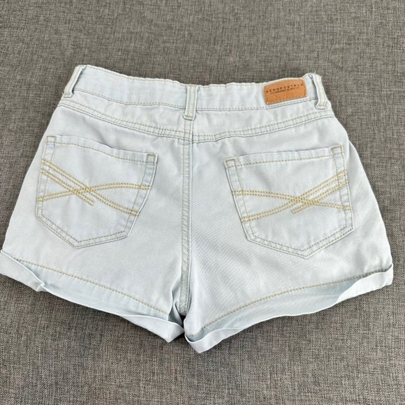 Aeropostale High Waisted Shorty Jean Shorts Size 0 Light Color‎ - Picture 7 of 10